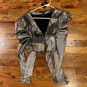 Forever 21 metallic tie top